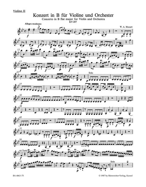 Concerto No. 1 In Bb Major, K. 207 : For Violin and Orchestra / Ed. Christoph-Helmut Mahling.