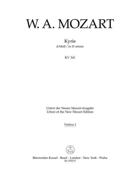 Kyrie In D Minor K. 341 (368a) / edited by Walter Senn.