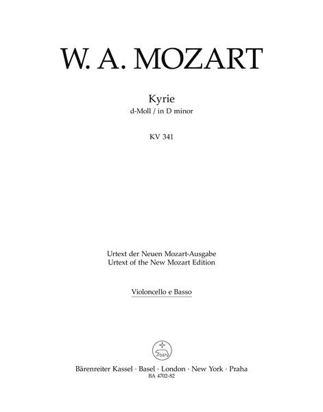 Kyrie In D Minor K. 341 (368a) / edited by Walter Senn.