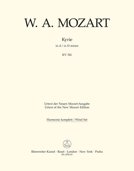 Kyrie In D Minor K. 341 (368a) / edited by Walter Senn.