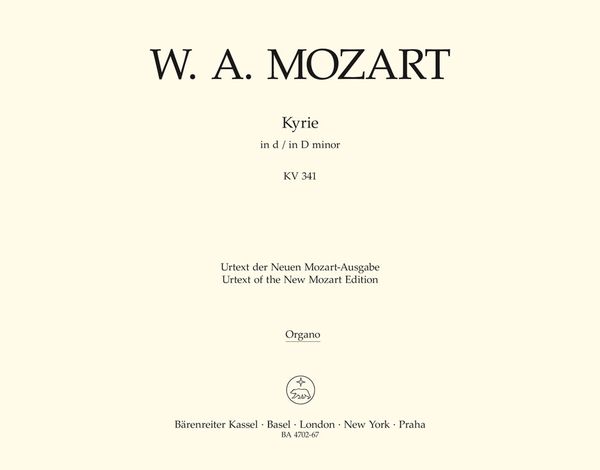 Kyrie In D Minor K. 341 (368a) / edited by Walter Senn.