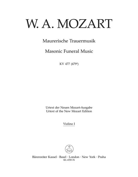 Masonic Funeral Music K. 477 (479a) : For Orchestra / edited by H.C. Robbins Landon.