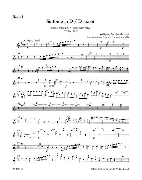 Symphony No. 31 In D Major, K. 297 (Paris) : For Orchestra / edited by Hermann Beck.