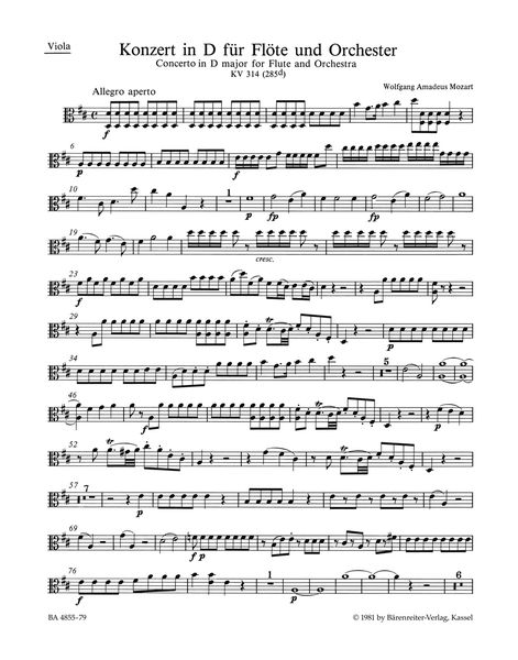 Concerto In D Major, K. 314 (285d) : For Flute and Orchestra / edited by Franz Giegling.