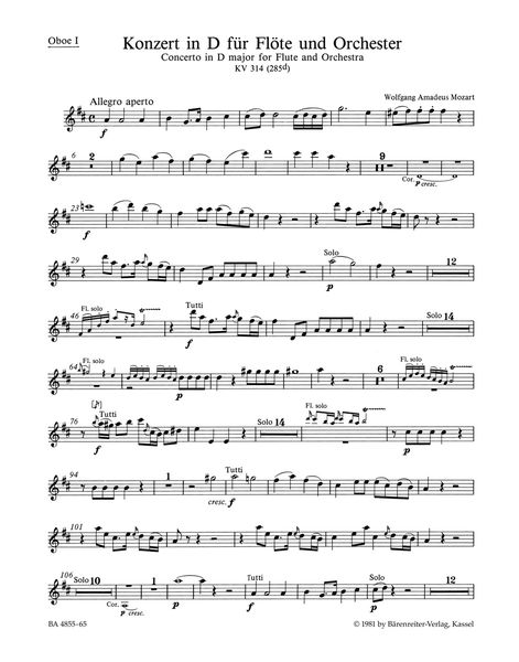 Concerto In D Major, K. 314 (285d) : For Flute and Orchestra / edited by Franz Giegling.