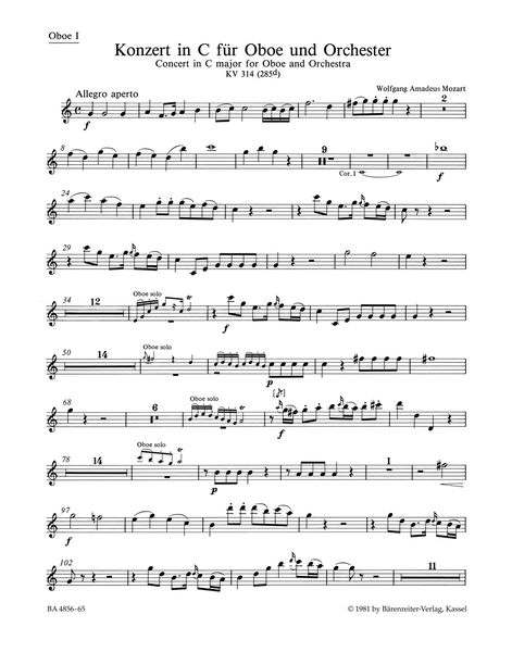 Concerto In C Major : For Oboe and Orchestra, K. 314 (285d) / edited by Franz Giegling.