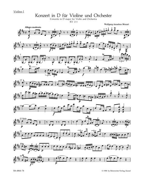 Concerto In D Major, No. 2, K. 211 : For Violin and Orchestra / Ed. Christoph-Hellmut Mahling.