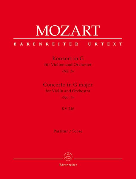 Concerto In G Major : For Violin and Orchestra, No. 3, K. 216 / Ed. Christoph-Hellmut Mahling.