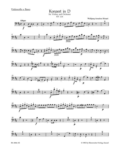 Concerto In D Major, K. 218 : For Violin and Orchestra / edited by Christoph-Hellmut Mahling.