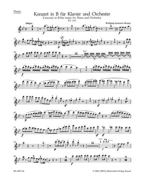 Concerto No. 27 In B Flat Major, K. 595 : For Piano and Orchestra / Ed. Wolfgang Rehm.