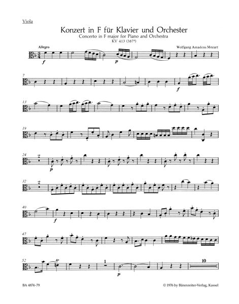Concerto No. 11 In F Major, K. 413 (378a) : For Piano and Orchestra / edited by Christoph Wolff.