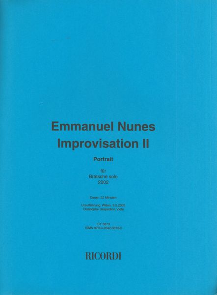 Improvisation II - Portrait : Für Bratsche Solo (2002).