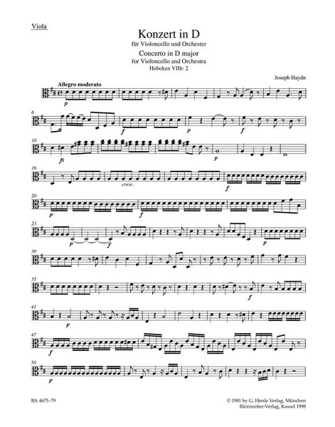 Concerto In D Major, Hob. VIIb:2 : For Violoncello and Orchestra / edited by Sonja Gerlach.