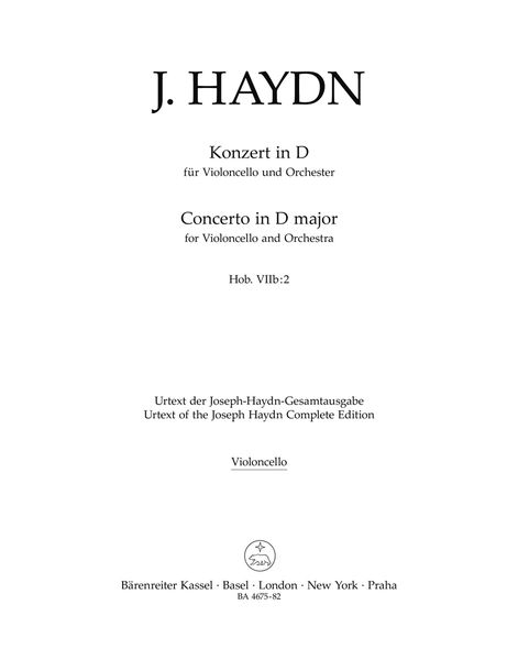 Concerto In D Major, Hob. VIIb:2 : For Violoncello and Orchestra / edited by Sonja Gerlach.