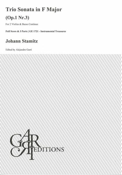 Trio Sonata In F Major, Op. 1 Nr. 3 : For 2 Violins and Basso Continuo / Ed. Alejandro Garri.