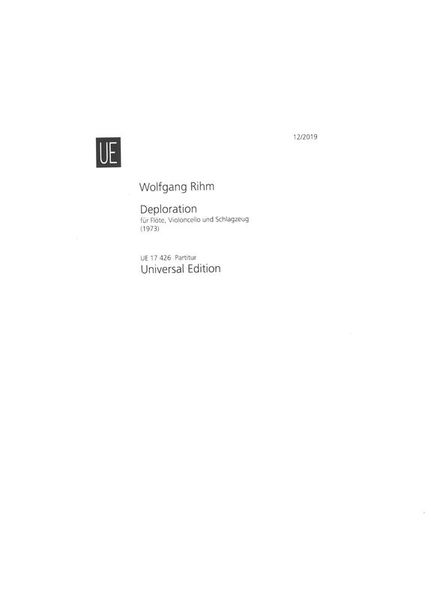Deploration : Für Flöte, Violoncello und Schlagzeug (1973).