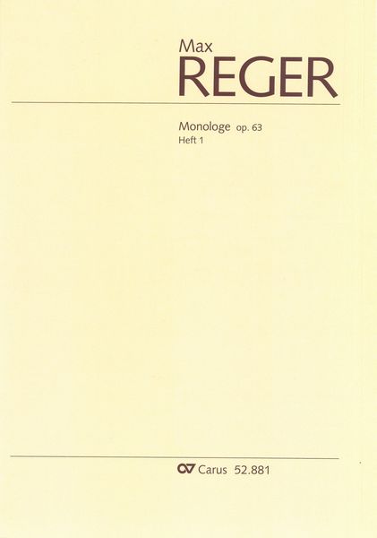 Monologe, Op. 63, Heft 1 : Für Orgel.