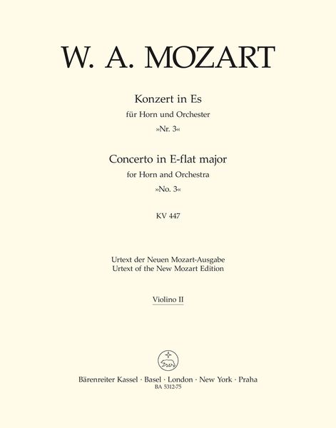 Concerto In E Flat Major : For Horn and Orchestra, No. 3, K. 447 / edited by Franz Giegling.