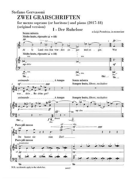 Drei Grabschriften - Upon Epitaphs by Nelly Sachs : For Mezzo Soprano (Or Baritone) and Piano.