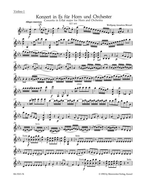 Concerto In E Flat Major : For Horn and Orchestra, No. 4, K. 495 / edited by Franz Giegling.