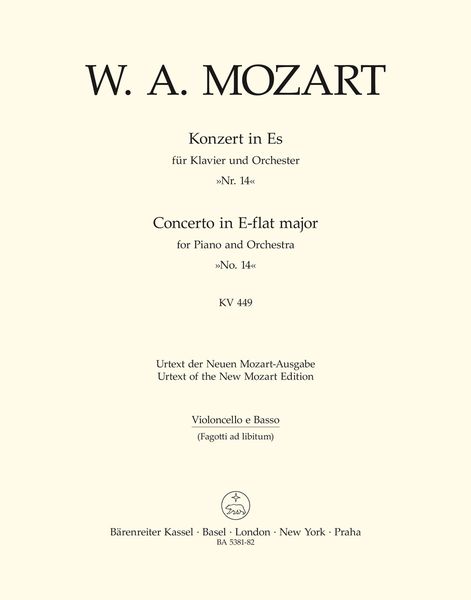 Concerto No. 14 In Eb Major, K. 449 : For Piano and Orchestra / edited by Marius Flothuis.