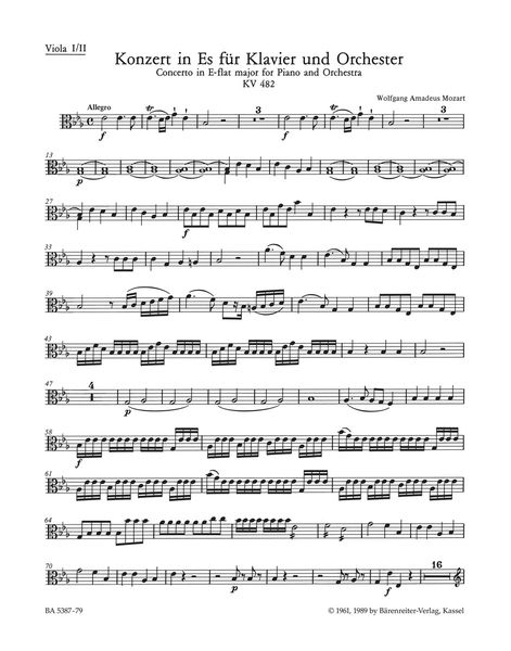 Concerto No. 22 In E Flat Major, K. 482 : For Piano and Orchestra / Ed. Hans Engel, Horst Huessner.
