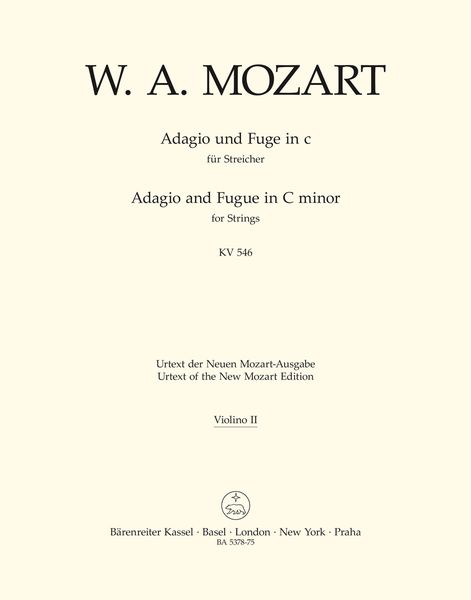 Adagio and Fugue, K. 546, In C Minor : For Strings / edited by Wolfgang Plath.