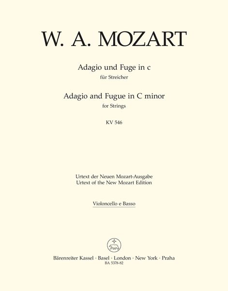 Adagio and Fugue, K. 546, In C Minor : For Strings / edited by Wolfgang Plath.