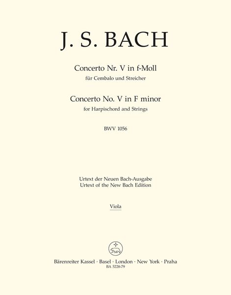 Concerto No. V In F-Moll, BWV 1056 : Für Cembalo und Streicher / edited by Werner Breig.