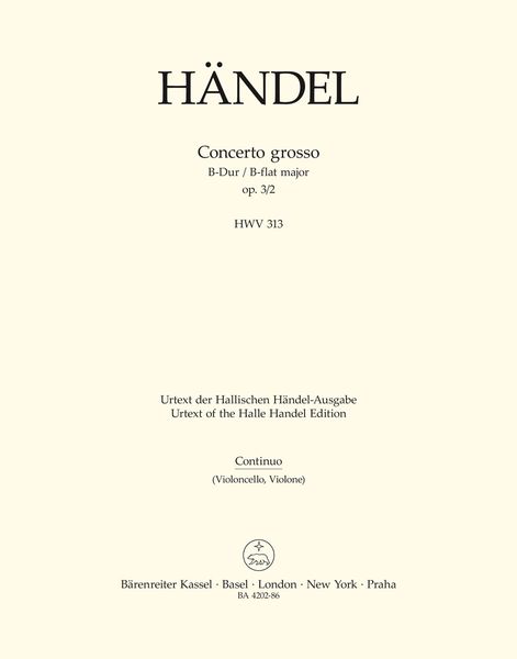 Concerto Grosso No. 2 In B Flat, Op. 3 No. 2 (HWV 313) : For Orchestra / Ed. Frederick Hudson.