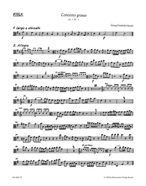 Concerto Grosso No. 3 In G Major, Op. 3 No. 3 (HWV 314) : For Orchestra / Ed. Frederick Hudson.