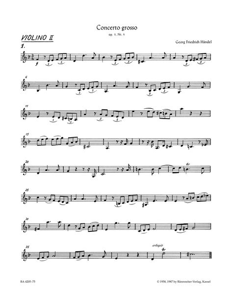 Concerto Grosso No. 5 In D Minor, Op. 3 No. 5 (HWV 316) : For Orchestra / edited by Frederick Hudson