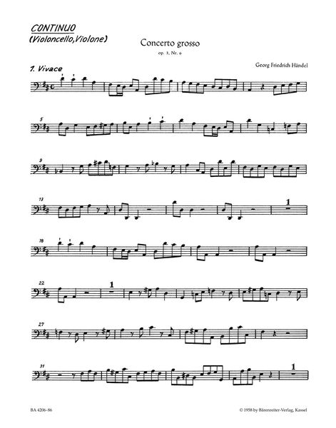 Concerto Grosso No. 6 In D Major, Op. 3 No. 6 (HWV 317) : For Orchestra / edited by Frederik Hudson.