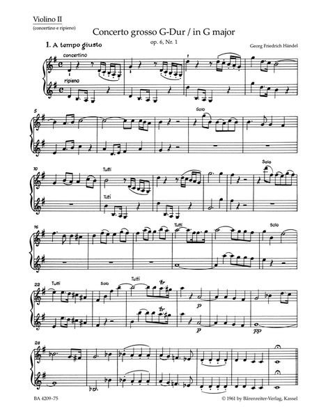 Concerto Grosso In G Major, Op. 6 No. 1 (HWV 319) : For Orchestra / edited by Hoffmann, Redlich.