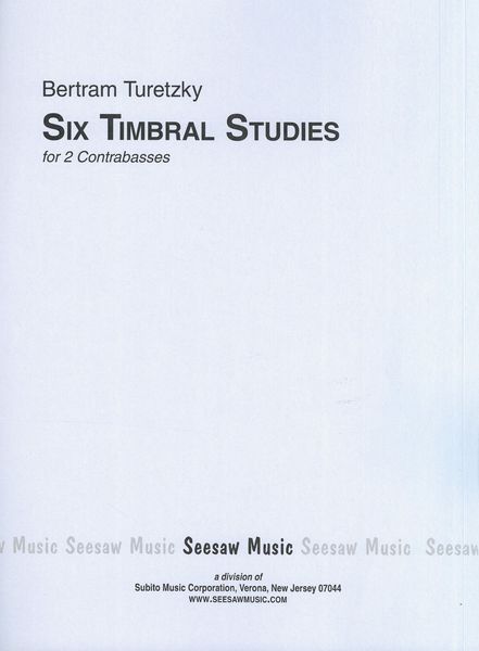 Six Timbral Studies : For 2 Contrabasses (1974).