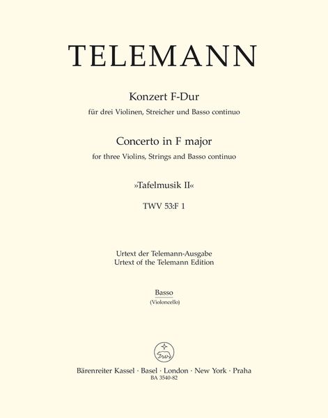 Concerto For Three Violins, Strings and Basso Continuo F Major TWV 53:F1 (Tafelmusik II).