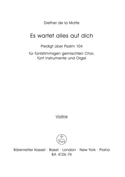 Es Wartet Alles Auf Dich (1968) - Predigt Über Psalm 104 : For Soprano, Mixed Choir and Orchestra.