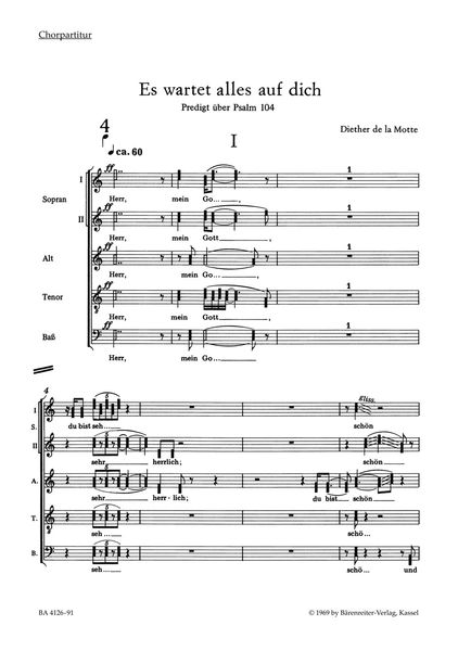 Es Wartet Alles Auf Dich (1968) - Predigt Über Psalm 104 : For Soprano, Mixed Choir and Orchestra.