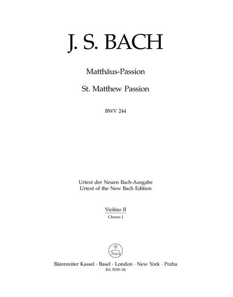 St. Matthew Passion BWV 244.
