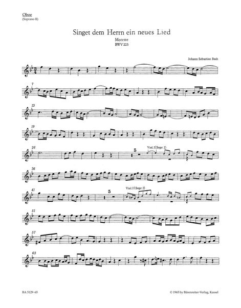 Singet Dem Herrn Ein Neues Lied B Major BWV 225 : Motet For Two Mixed Choirs.