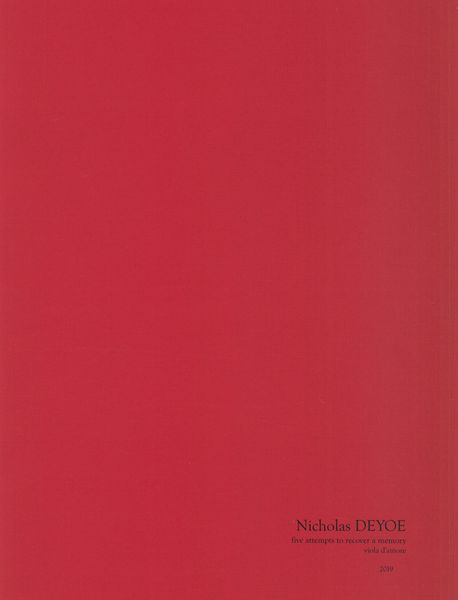 Five Attempts To Recover A Memory : For Viola d'Amore (2019).
