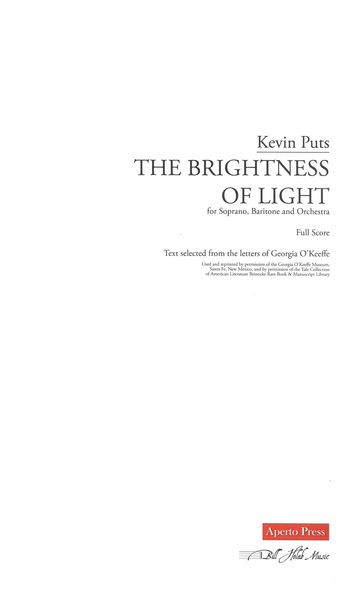 The Brightness of Light : For Soprano, Baritone and Orchestra.