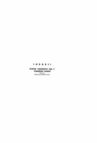 Piano Concerto No. 7 : Simurgh-Anqa (1924) / edited by Jonathan Powell.