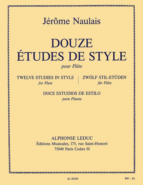 Douze Etudes De Style : Pour Flute.