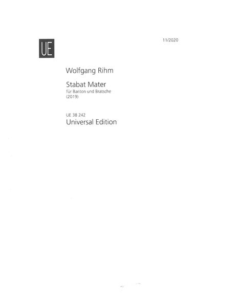 Stabat Mater : Für Bariton und Bratsche (2019).