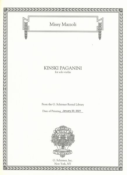 Kinski Paganini : For Solo Violin.
