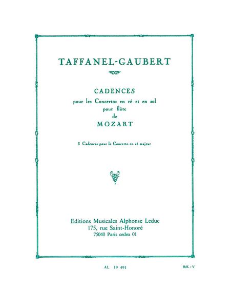 Cadenzas For Mozart Concerto Kv 314 : For Flute.