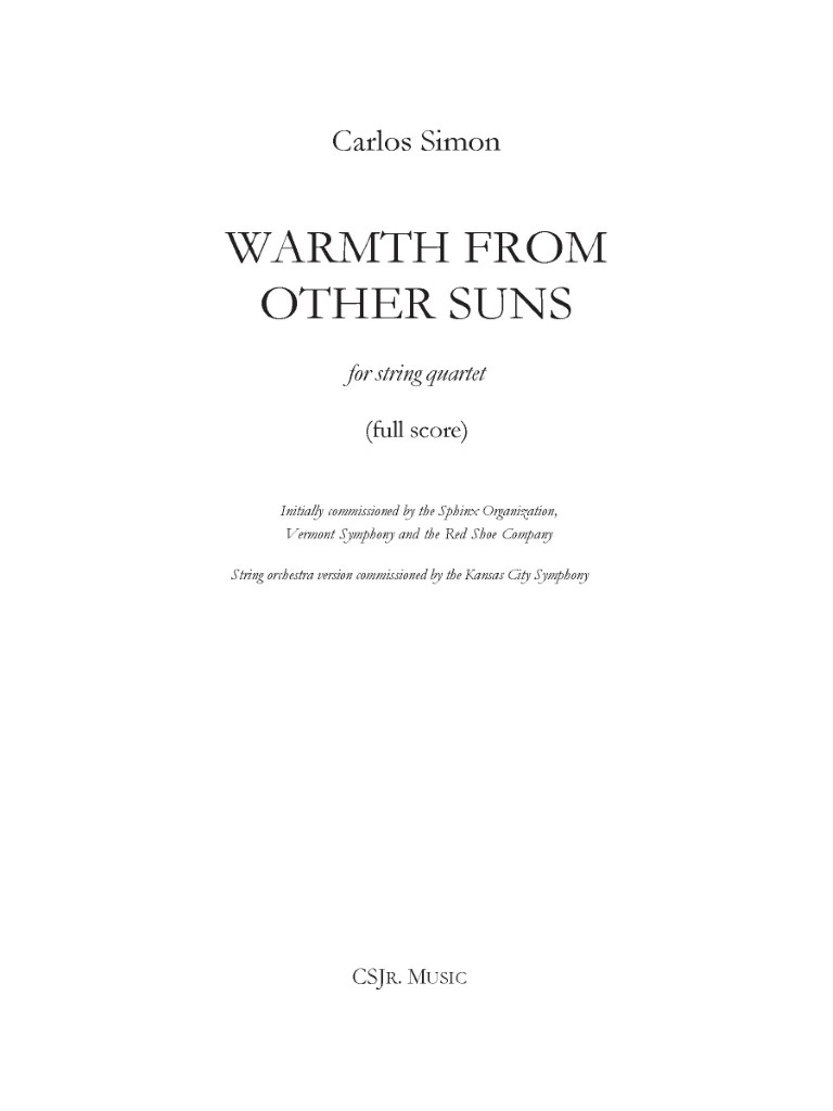 Warmth From Other Suns : For String Quartet - Expanded Version (2019, Rev. 2020).