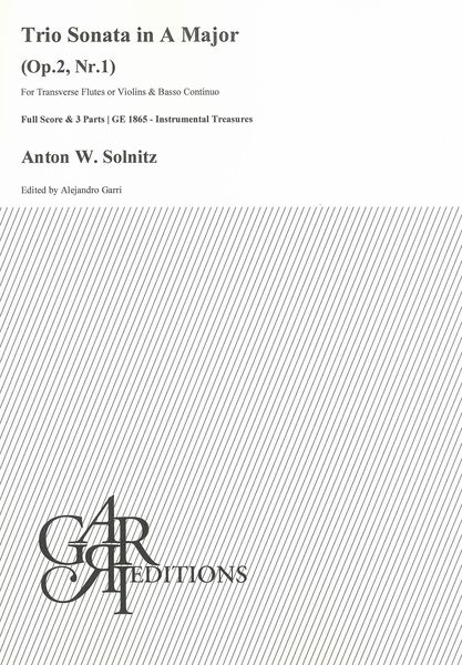 Trio Sonata In A Major, Op. 2, Nr. 1 : For 2 Transverse Flutes Or Violins and Basso Continuo.