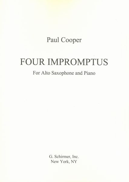 Four Impromptus : For Alto Saxophone and Piano.